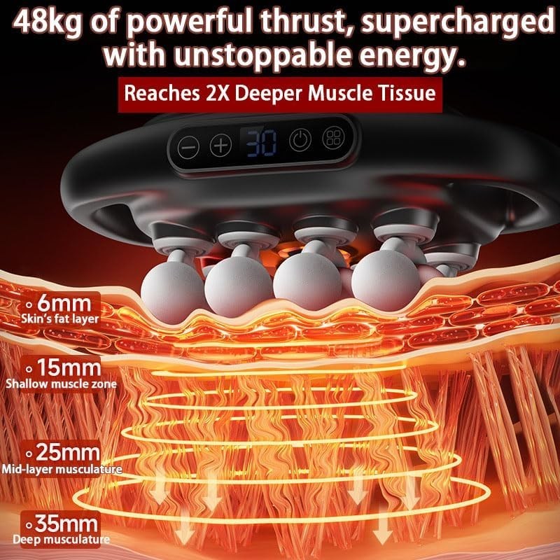 8 Head Deep Tissue Massage Gun 16 Drive Powerful Muscle Relaxer 30 Levels