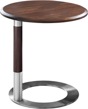 Luxury Walnut Side Table 500x500mm | U-Shape Coffee Sofa Table Silver Base