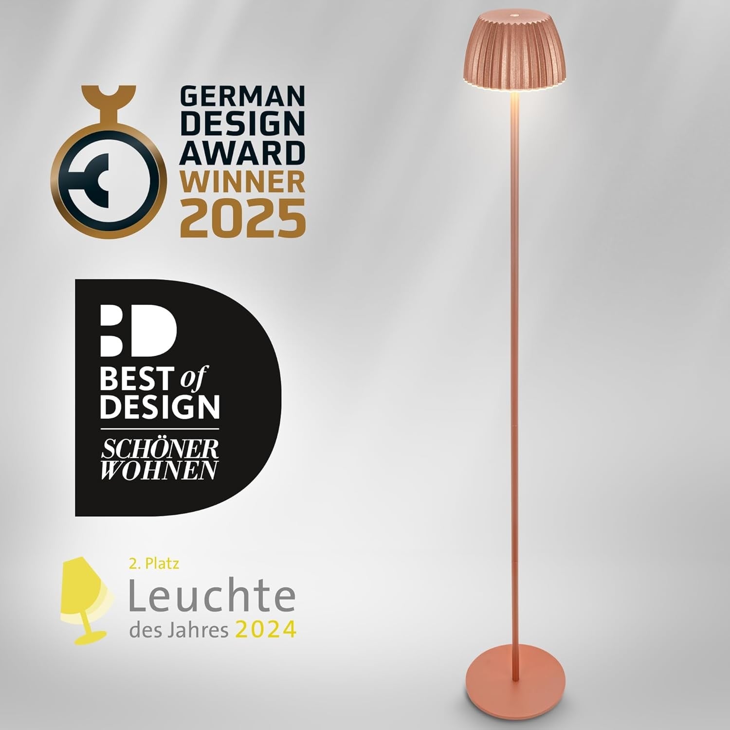 Rechargeable LED Floor Lamp Copper Touch Dimmable Wireless IP44 Modern