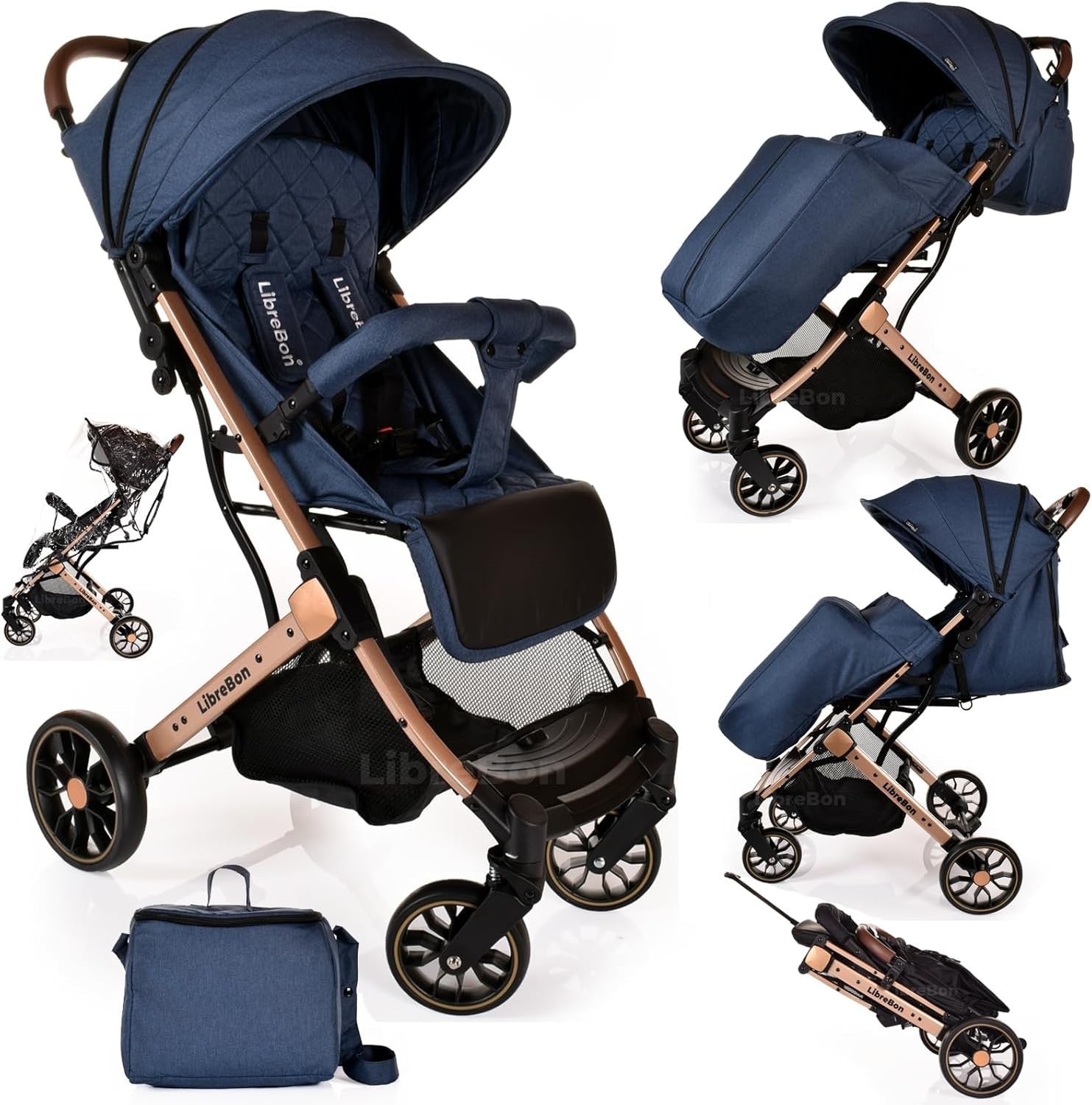 Lightweight Travel Stroller One Hand Fold Compact Buggy with Rain Cover