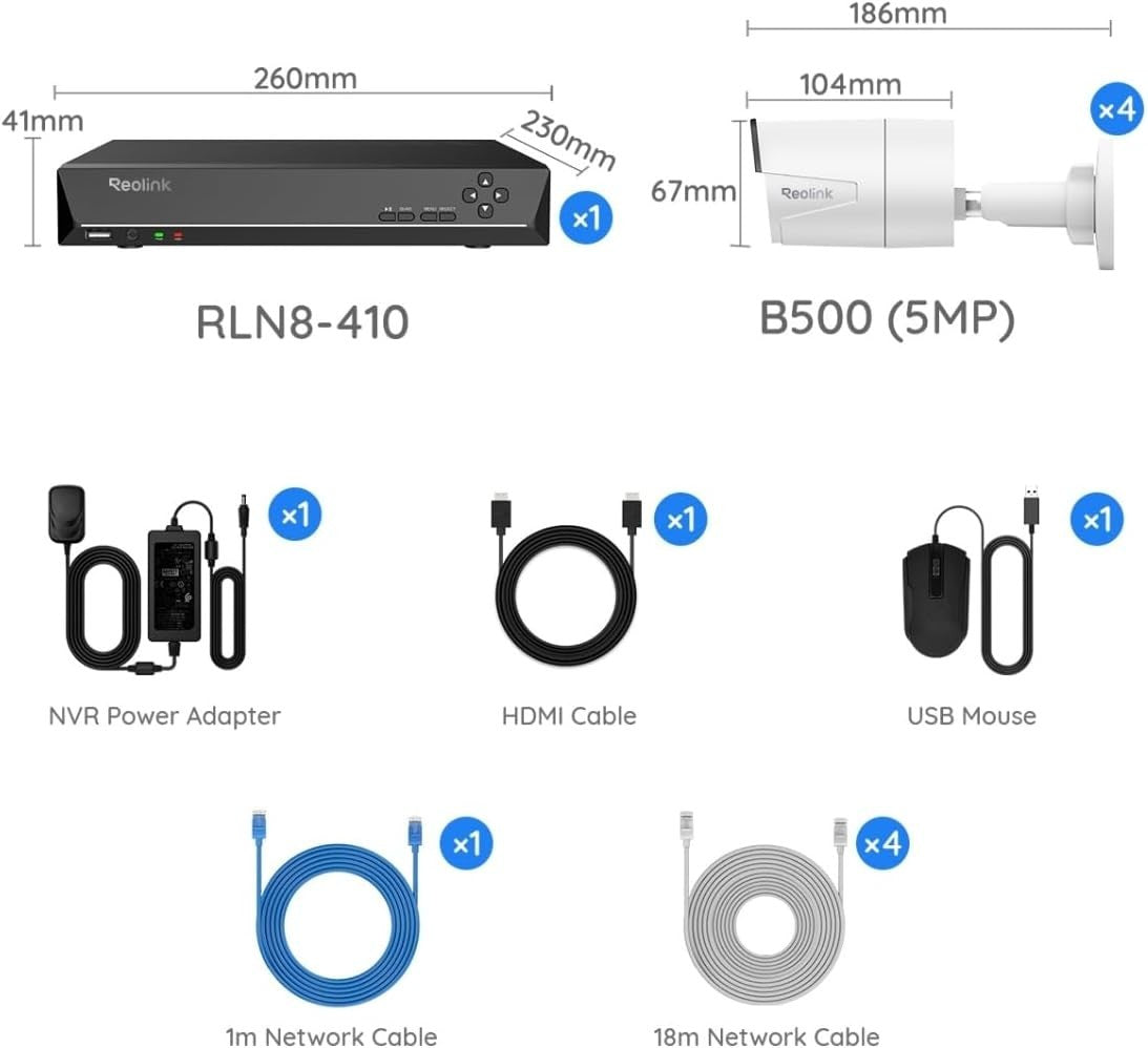 5MP PoE CCTV Security Camera System 8CH NVR 2TB HDD 4 Camera
