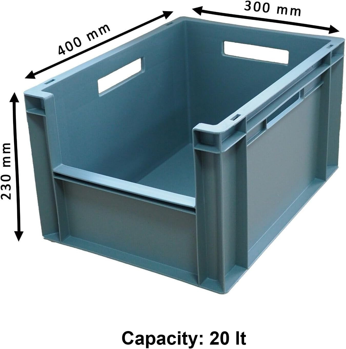 5x 20L Stackable Storage Boxes Heavy Duty Plastic Crates