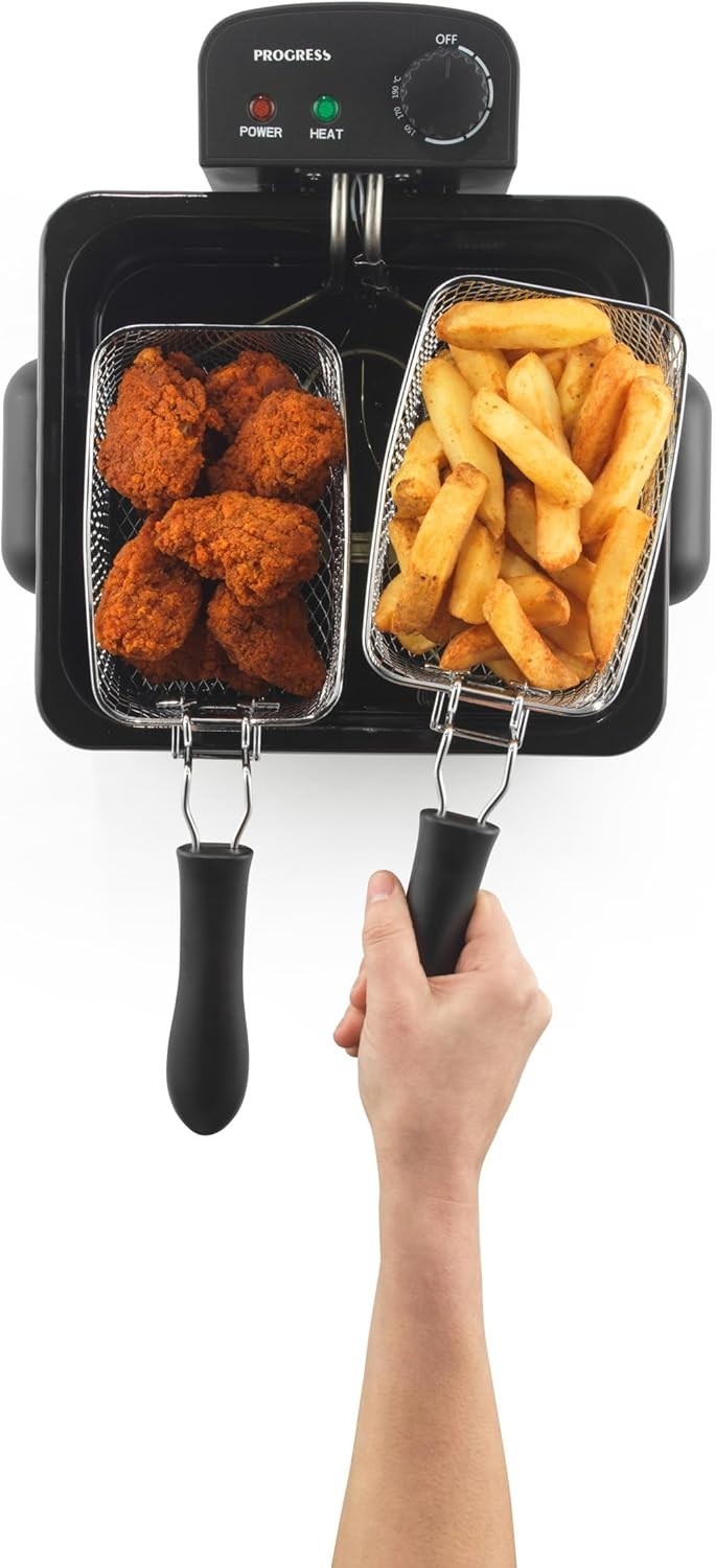 5L Deep Fat Fryer Dual Basket 2000W Adjustable Temp Viewing Window