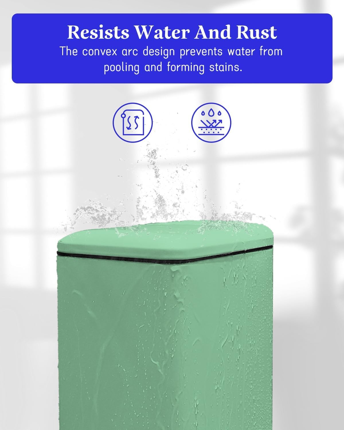 17L Green Stainless Steel Pedal Bin Slim Bathroom Soft Close