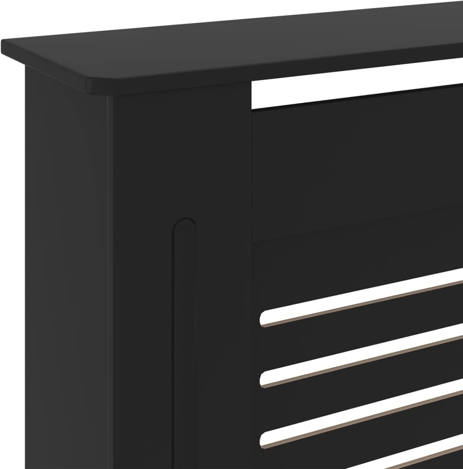 Modern Black Radiator Cover Cabinet 205cm – Slatted MDF Heater Shelf