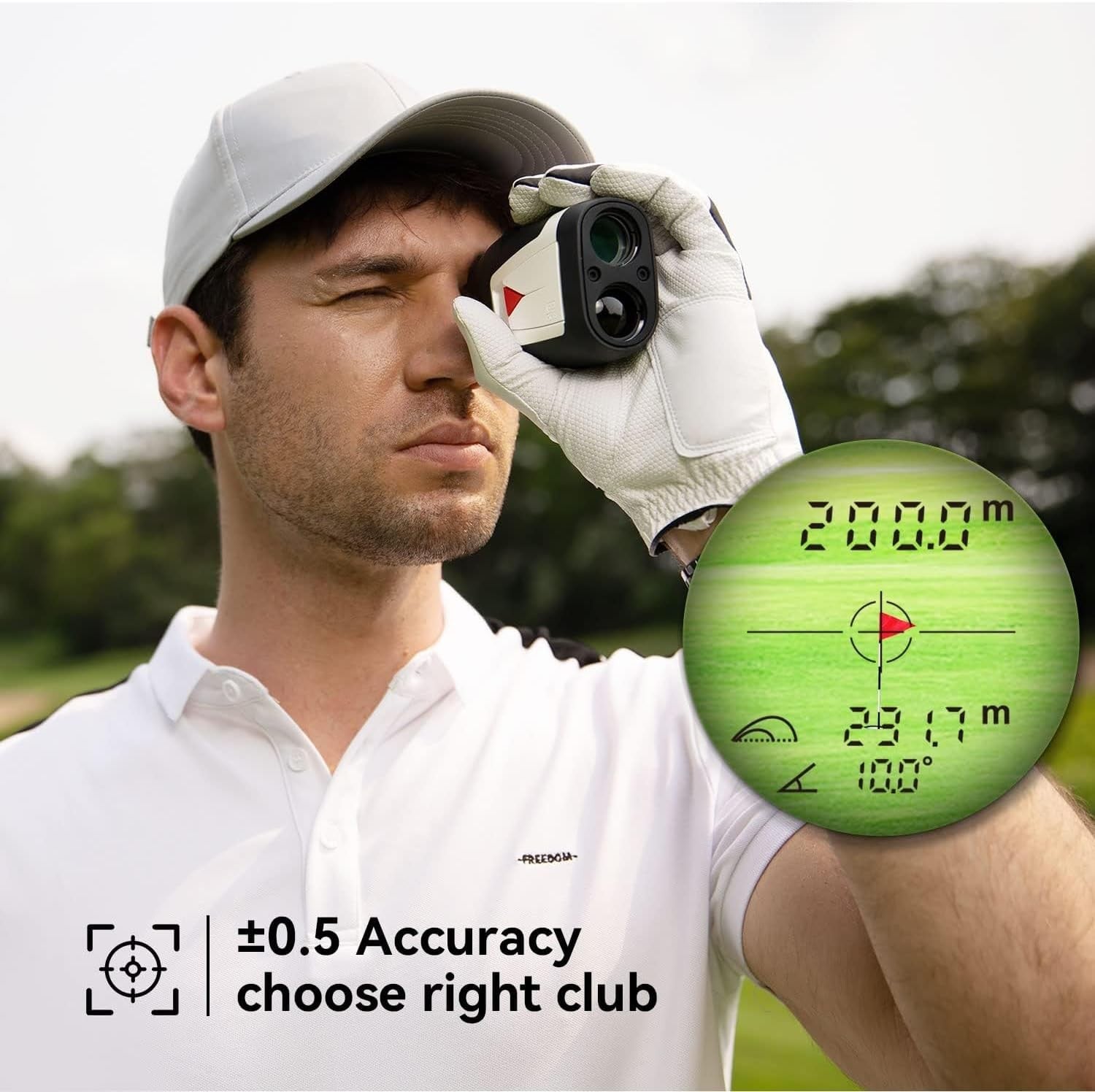 Golf Rangefinder 1100Y Slope On Off Flag Vibration 6X Accuracy