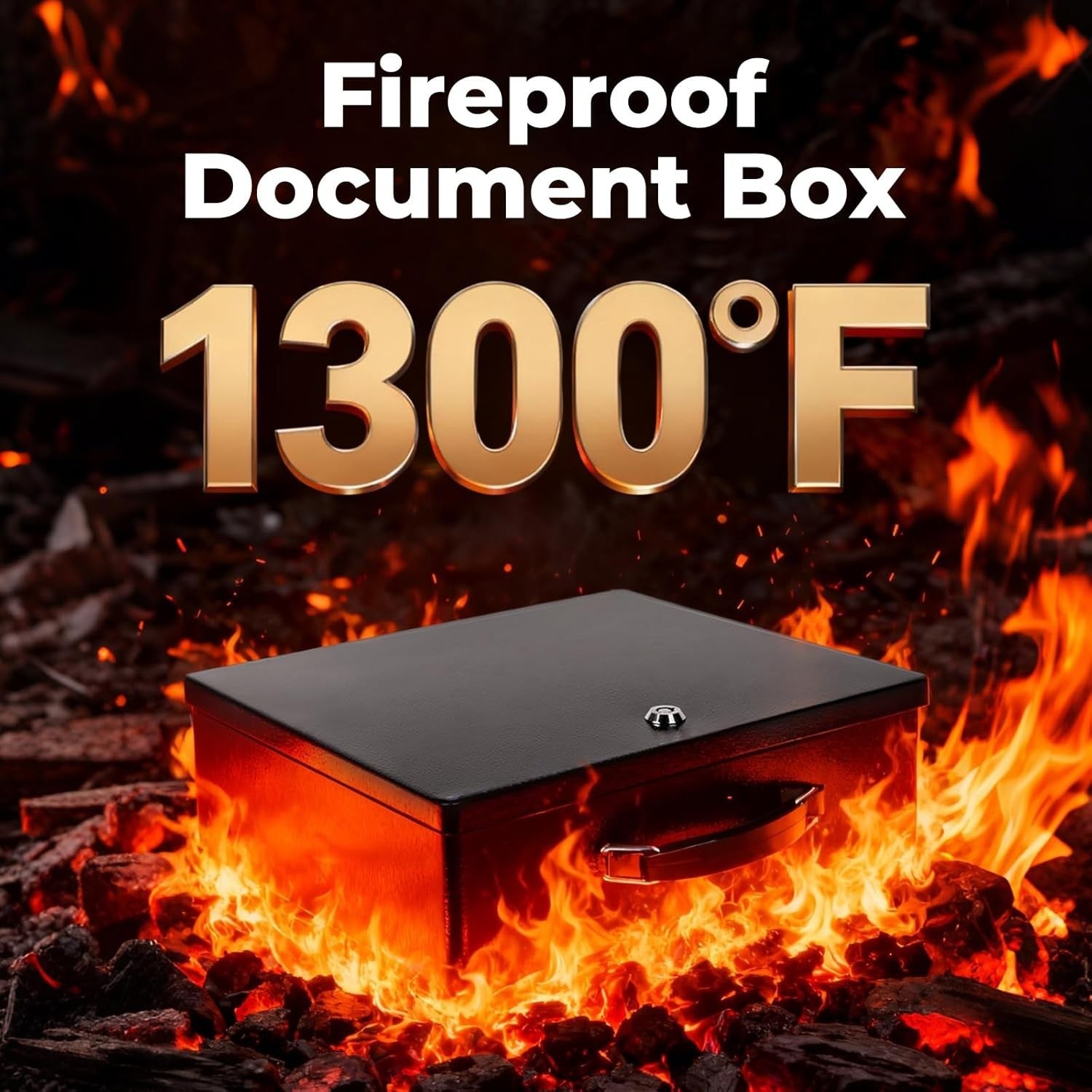 Fireproof Document Box Key Lock A4 File Cash Passport Storage Chest