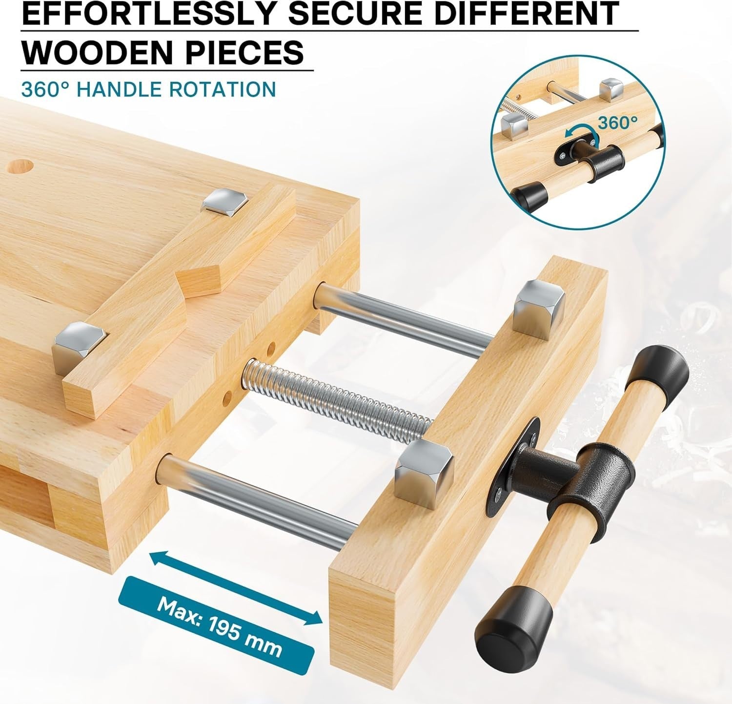 Portable Mini Workbench with Vice Beech Wood Clamp Table for Woodworking
