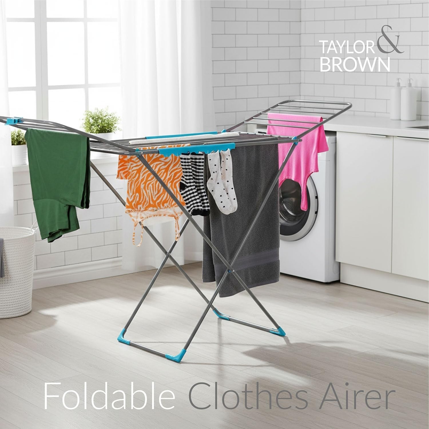 18m Winged Clothes Airer Heavy Duty Folding Laundry Drying Rack Indoor