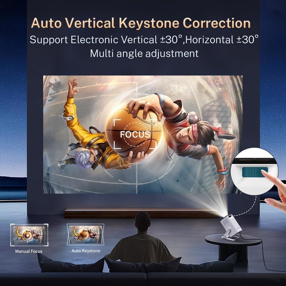 WiFi6 Smart Mini Projector 1080P 4K Support Bluetooth Ceiling