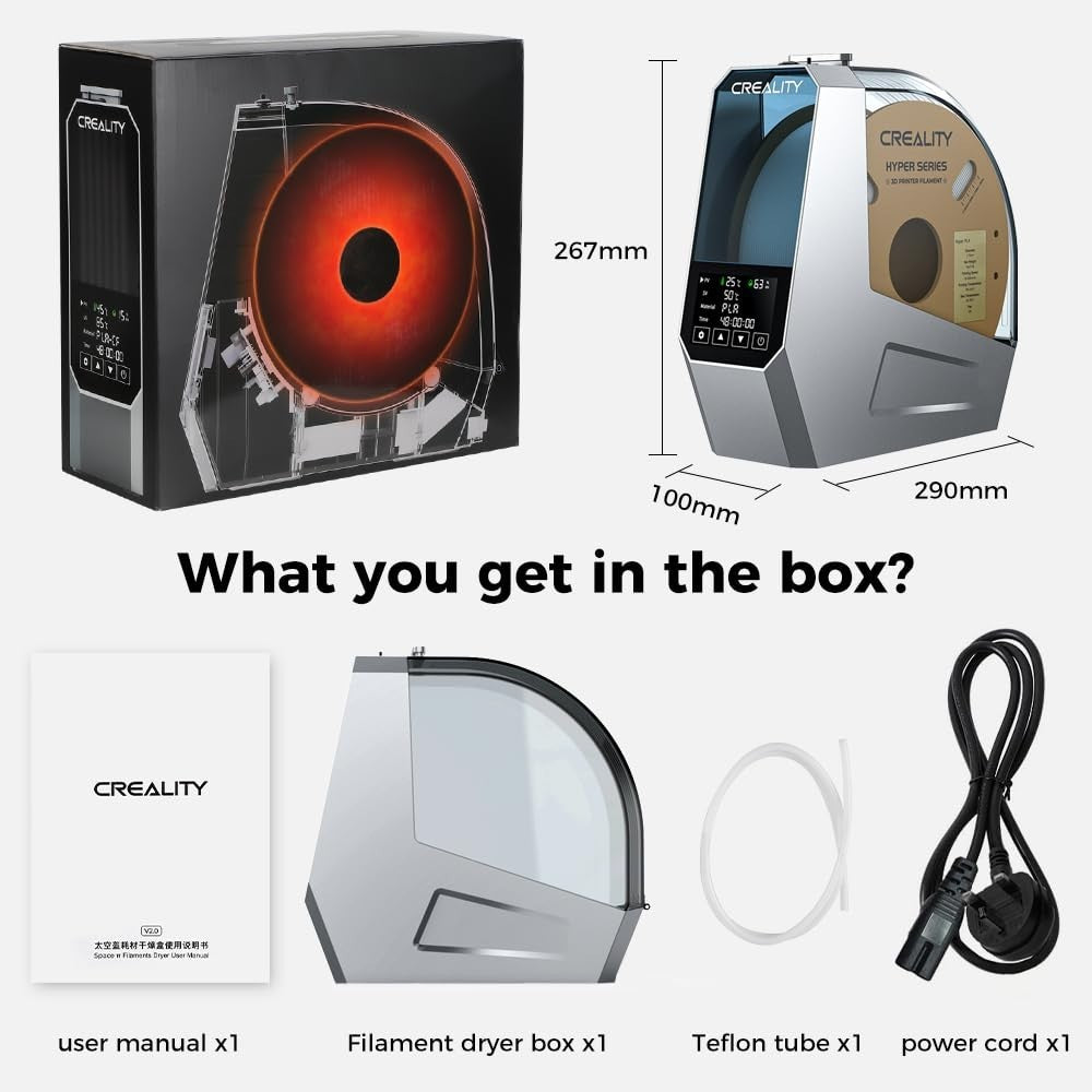 Filament Dryer Box 360° Heating One-Key 48h Timer 1KG Spool
