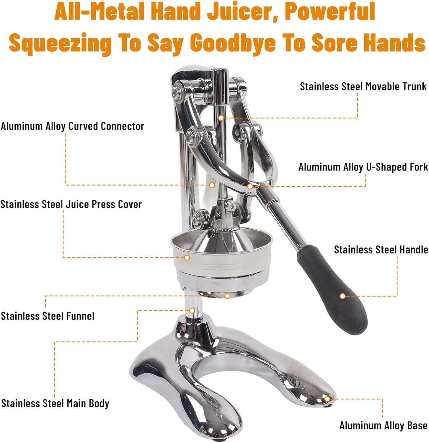 Manual Pomegranate Citrus Press Stainless Steel Hand Juicer Heavy Duty