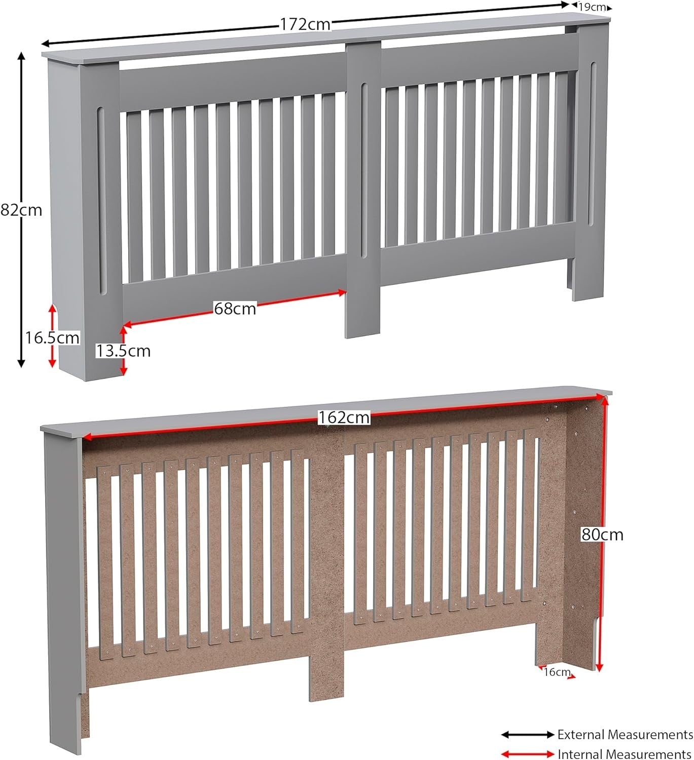 Extra Large Olive Grey Radiator Cover | Modern MDF Slatted Heater Cabinet