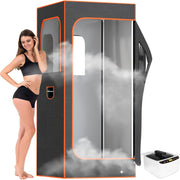 Full-Size Orange Steam Sauna Tent – 2.6L Steamer, Chair, Remote & Massager