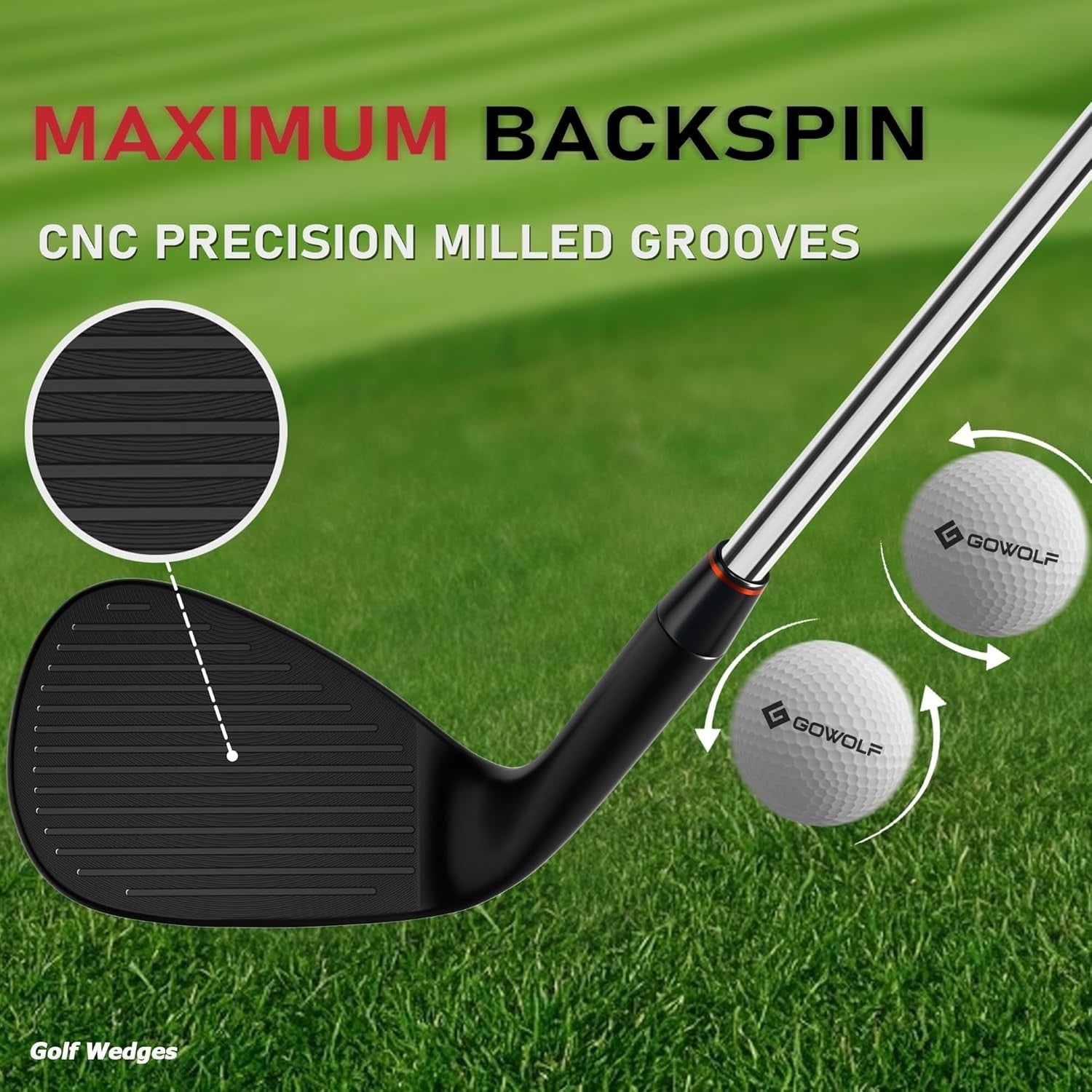 Mens Right Hand Golf Wedge Full Face CNC Milled High Spin 50–60°