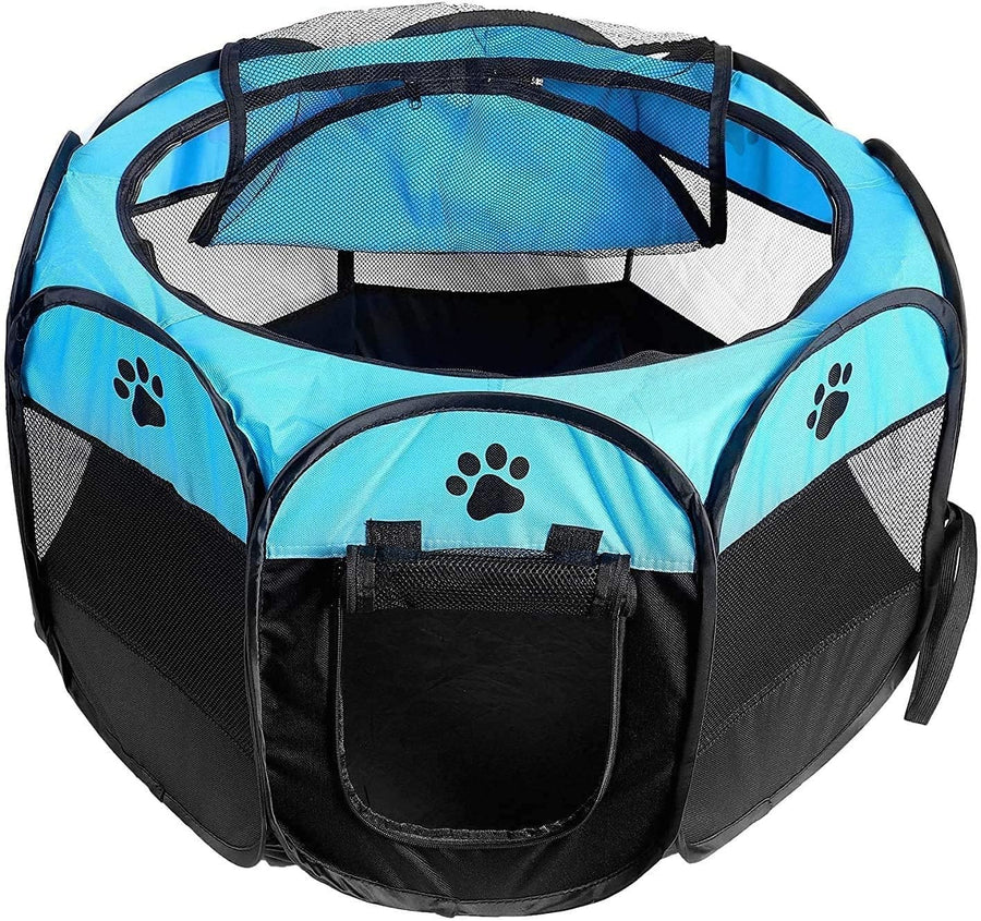 Portable Foldable Pet Playpen 72cm Dog Cat Crate Tent 600D Oxford Fabric Blue