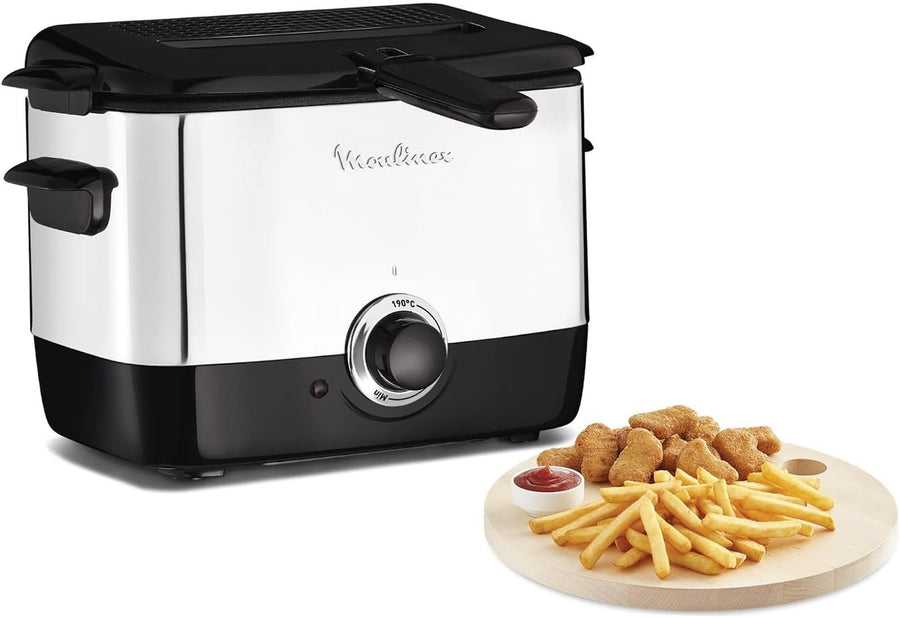 Mini Electric Deep Fryer 1L Compact 1000W Adjustable Temp Viewing Lid