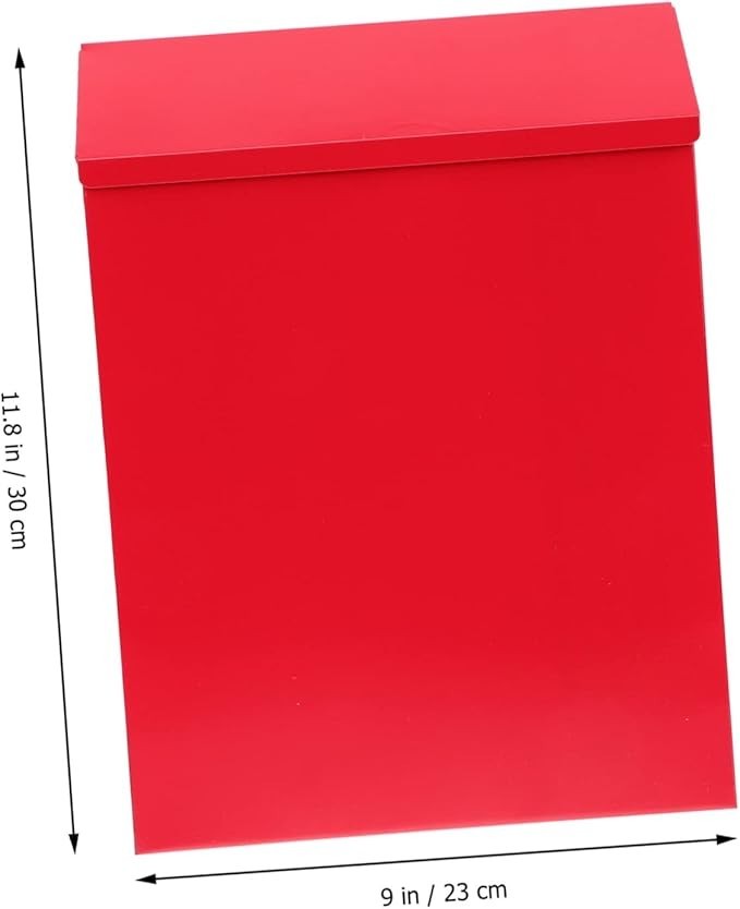 Wall-Mounted Lockable Mailbox Red Iron Postbox Secure Outdoor Letter Holder