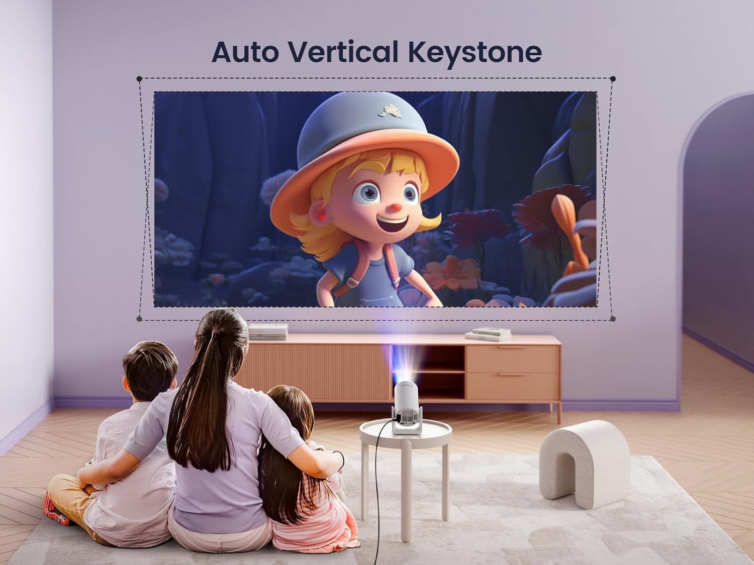 Short Throw Mini Projector 1080P WiFi Bluetooth 270° Auto Keystone 20000L
