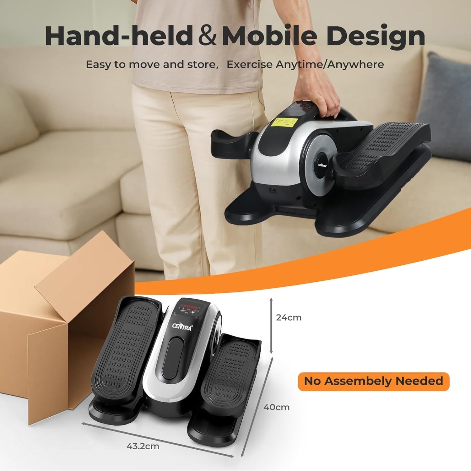 Under Desk Electric Elliptical Pedal Exerciser Quiet Seated Leg Trainer 15 Speed