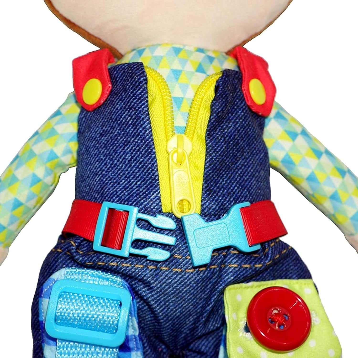 Montessori Learn to Dress Plush Doll Buckles Zips 15.5”