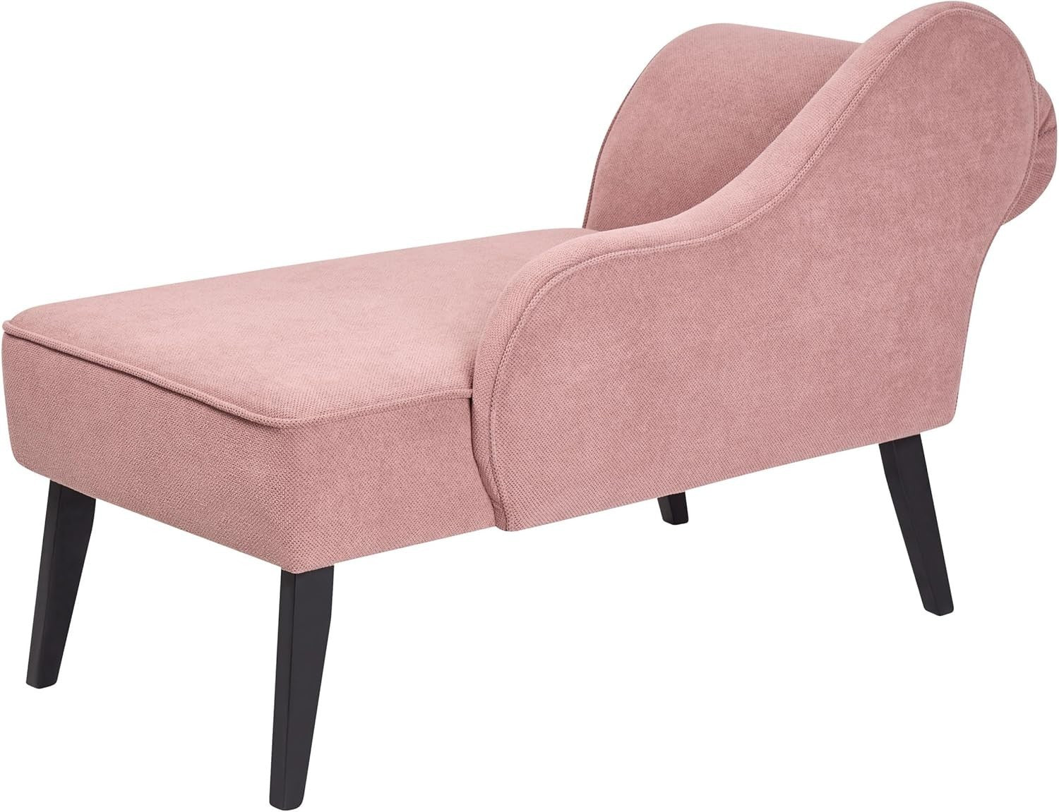 Vintage Left Hand Chaise Lounge Pink Fabric Upholstered Retro Glam Seating