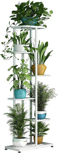 6 Tier 7 Pot White Metal Plant Stand Indoor Outdoor Multi Plant Display Rack