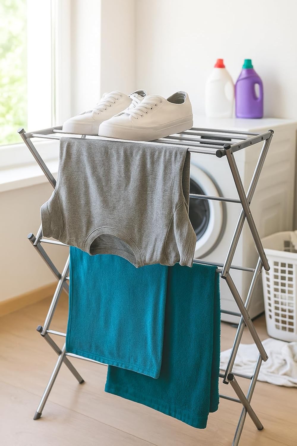 3 Tier Extendable Clothes Airer Heavy Duty Folding Drying Rack Indoor Outdoor