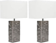 Modern Ceramic Table Lamps with Ripple Effect & White Shade, Pair