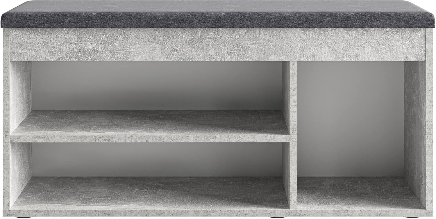 Concrete Shoe Storage Bench with Cushion Hidden Compartment Entryway Seat
