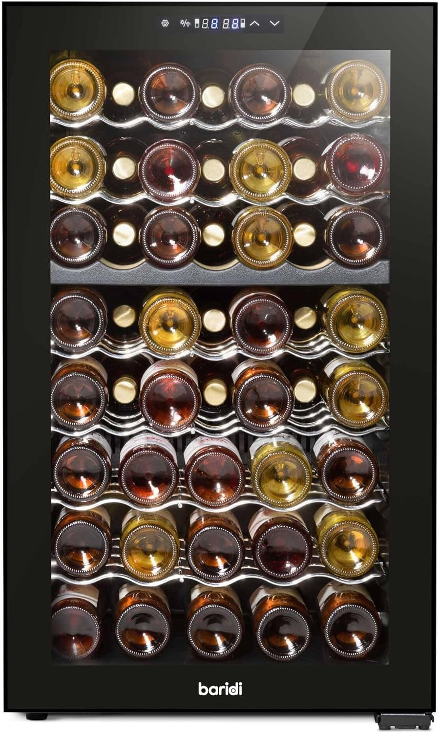 52 Bottle Dual Zone Wine Cooler Fridge Touch Screen LED Glass Door Black