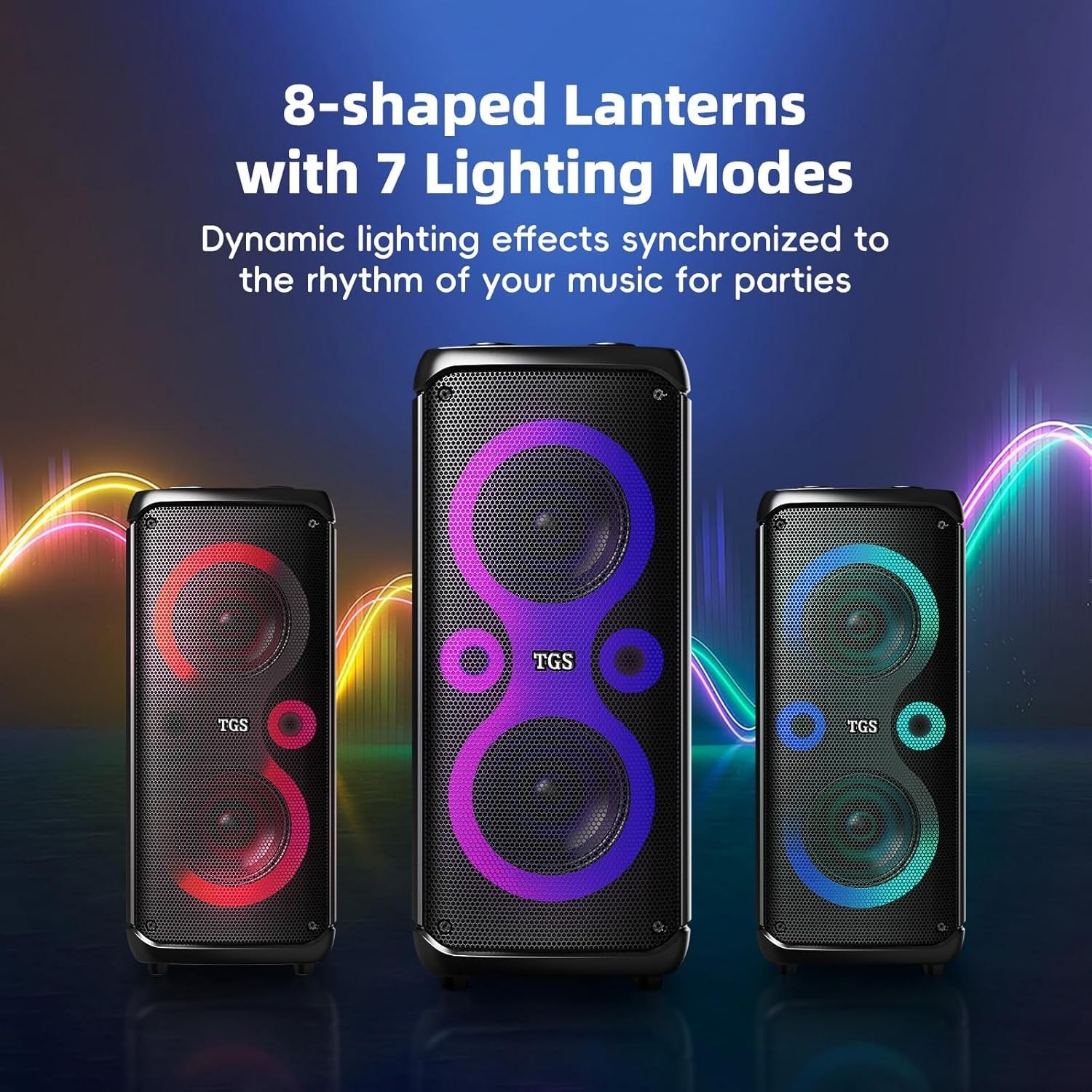TGS 6.5" Dual Mic Karaoke Machine 400W LED Party Speaker Bluetooth