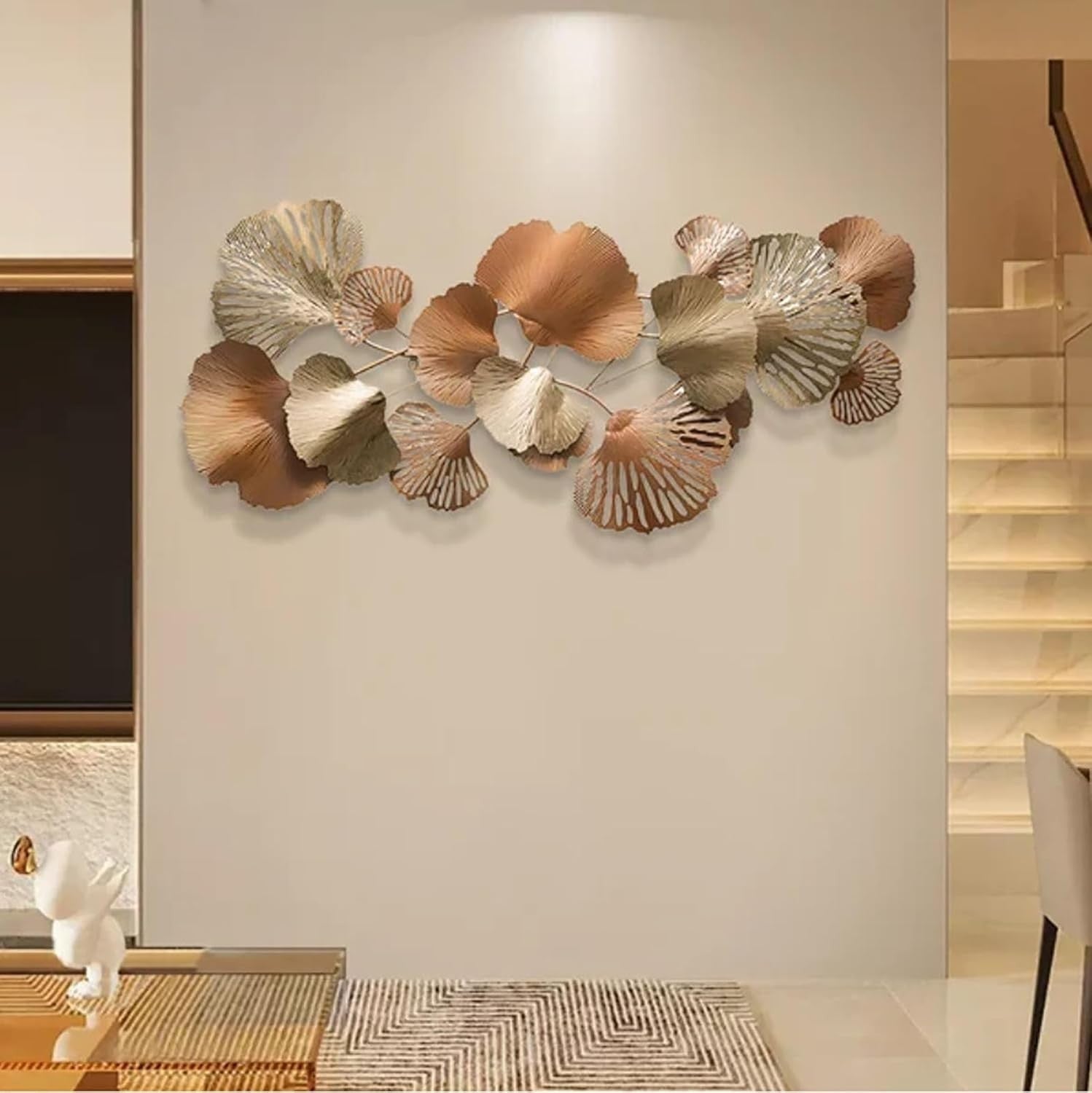 Luxury Metal Wall Art Ginkgo Leaves Large Modern Sculpture Living Room Decor