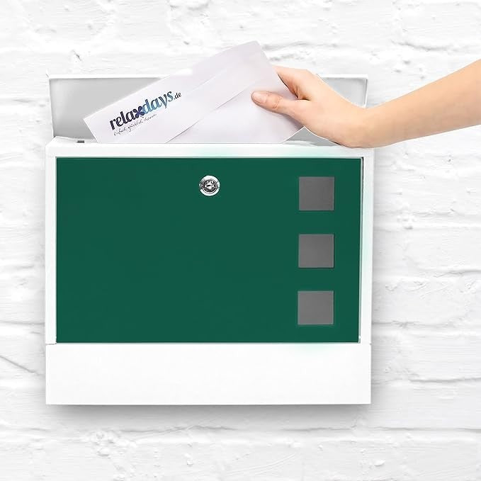 Lockable Wall Mounted Mailbox with Keys Metal Letterbox A4 Slot Weatherproof
