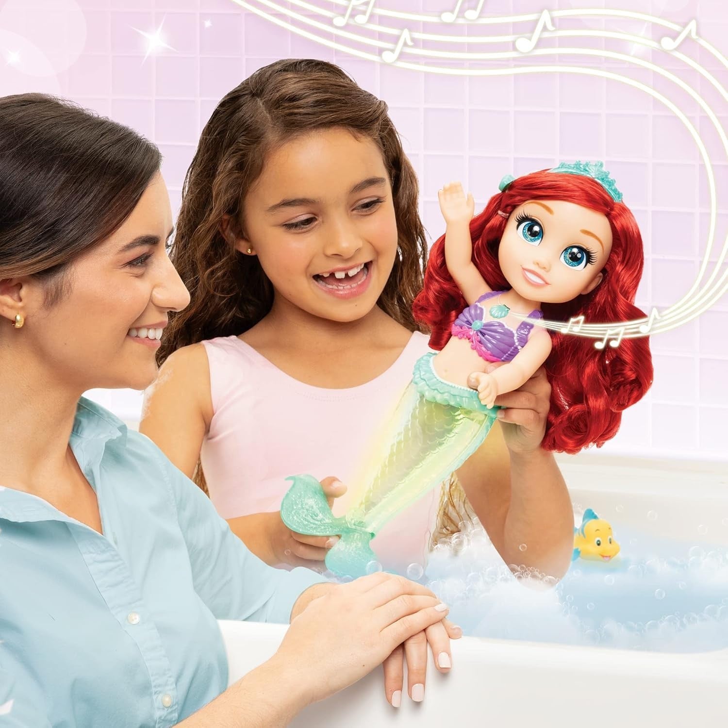14in Singing Mermaid Doll Light-Up Tail Bath Toy Hair Accessories