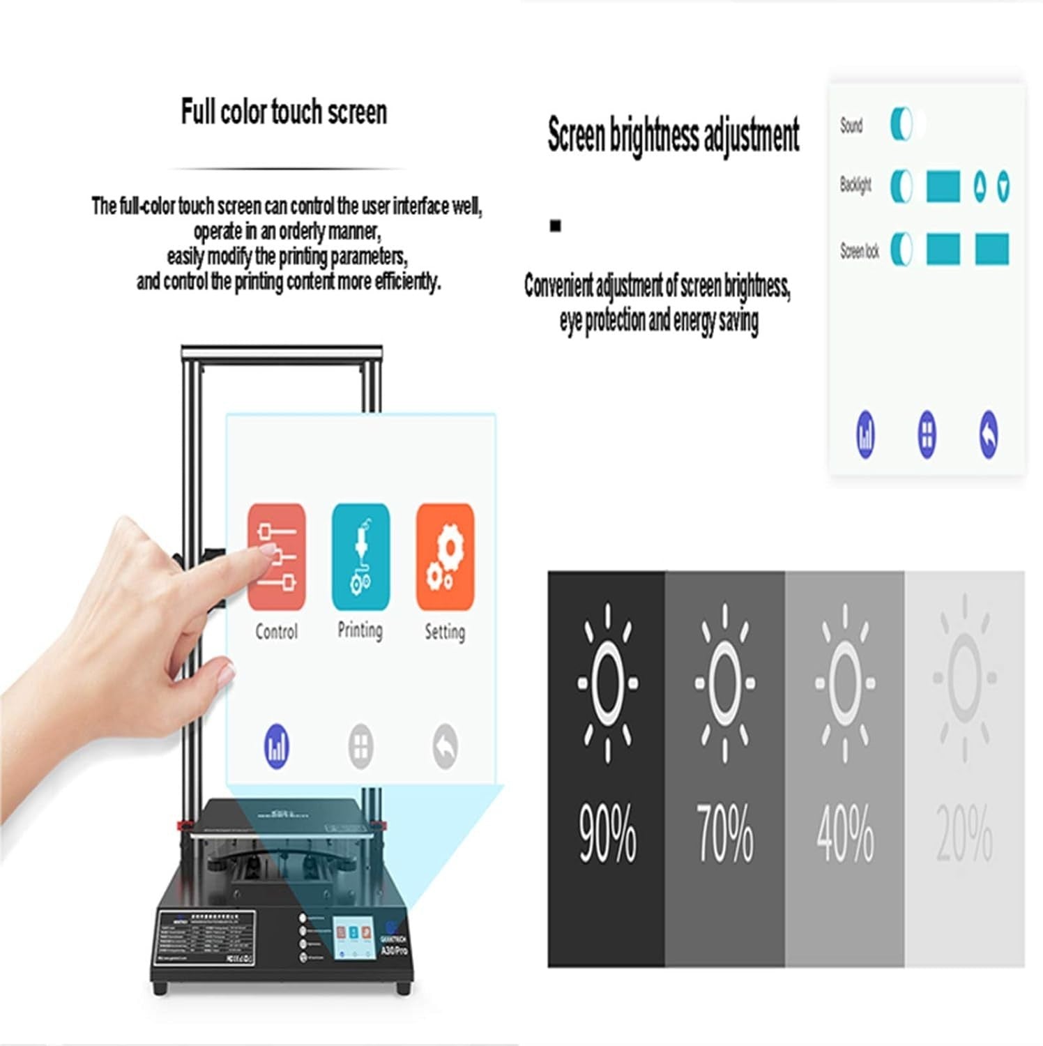 Large Metal 3D Printer 320x320x420mm Auto Level Resume Touch Screen