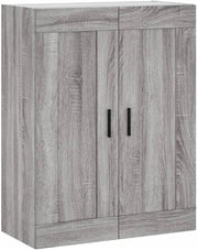 Wall-Mounted Sonoma Grey Cabinet with 3 Compartments, Space-Saving 69.5x34x90cm