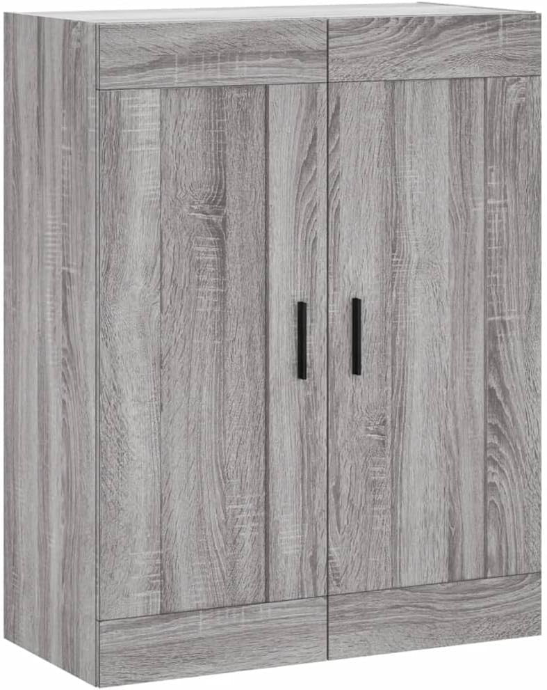 Wall-Mounted Sonoma Grey Cabinet with 3 Compartments, Space-Saving 69.5x34x90cm