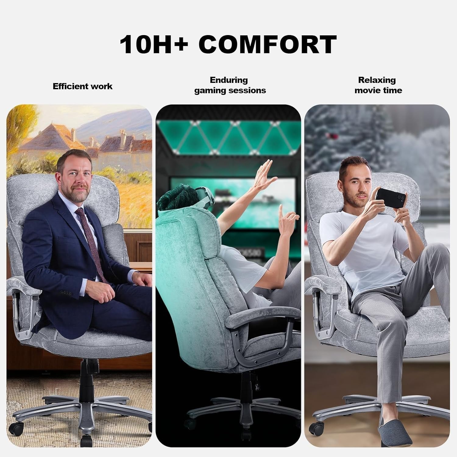 Executive Office Chair XXL Reclining Desk Chair Heavy Duty Velvet Computer Seat
