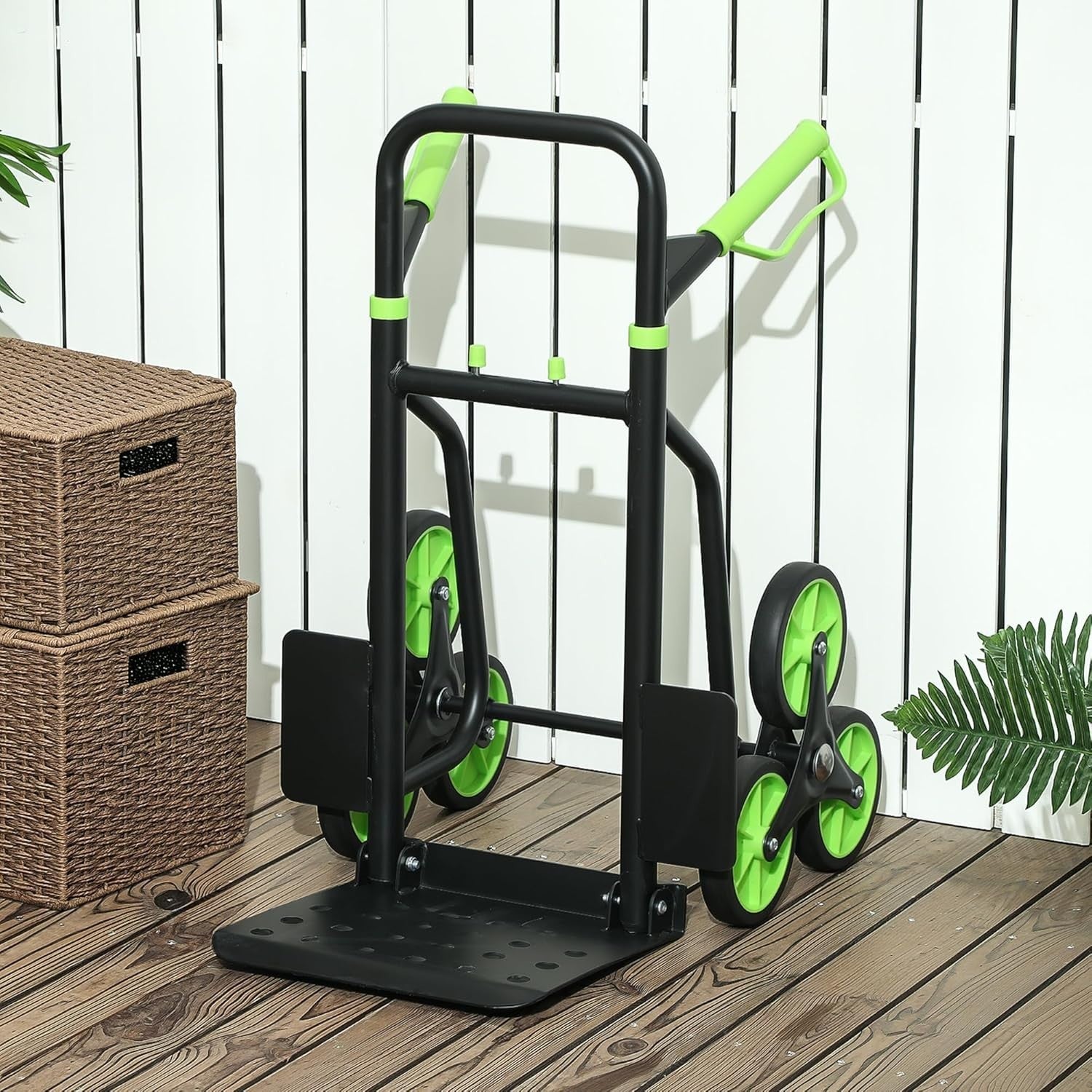 Stair Climbing Hand Truck 120kg Foldable Heavy Duty Steel Trolley Green