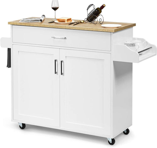 Kitchen Island Cart Rolling Storage Trolley Drawer Shelf Towel Rack
