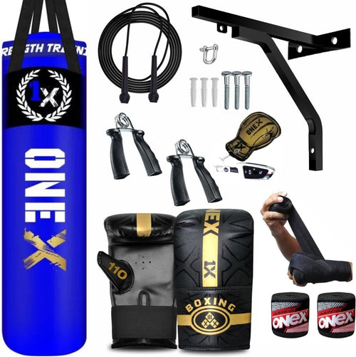 4ft Filled Boxing Punch Bag Kit Heavy Duty Kickboxing MMA Set