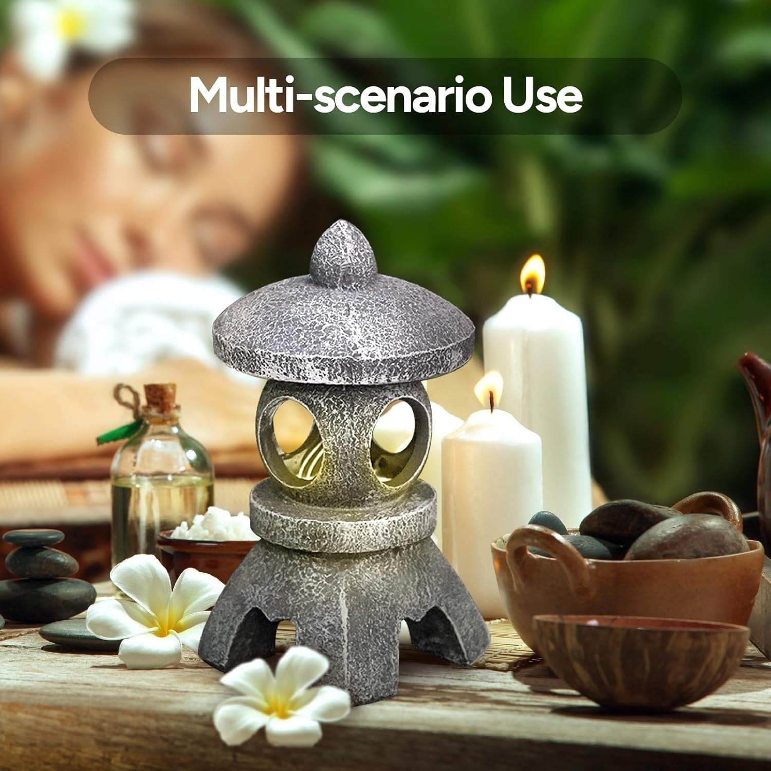 Solar Pagoda Lantern – Zen Garden Statue, Japanese Yard Decor 10.2"