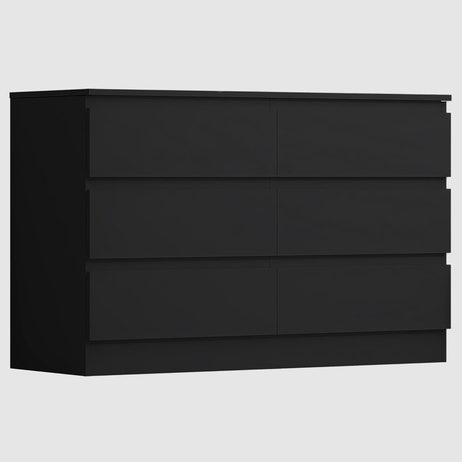 Black 6 Drawer Chest Dresser Unit Bedroom Storage Cabinet Modern MDF