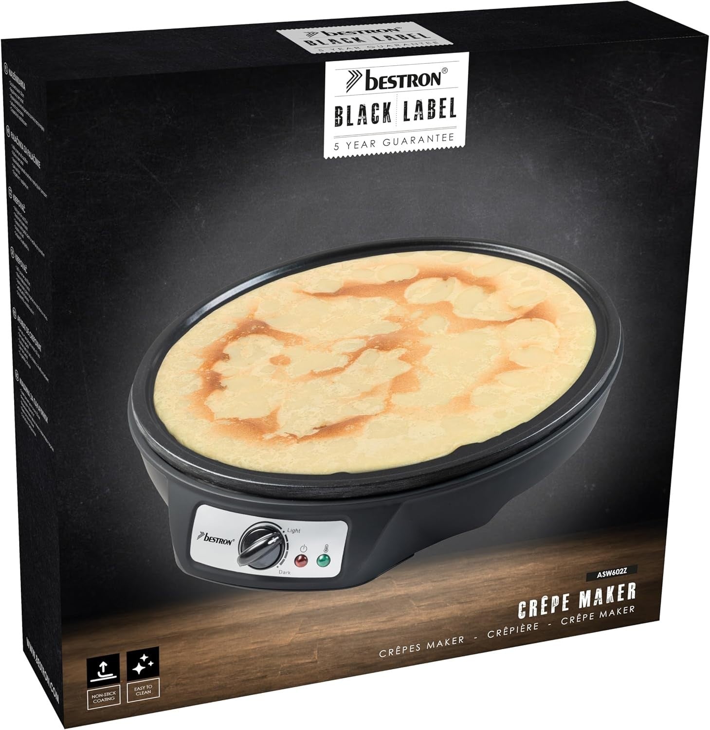 12" Electric Crepe Pancake Maker 1000W Non-Stick Hot Plate Adjustable Temp