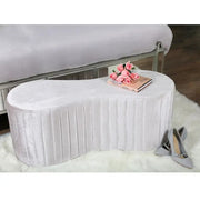 Tufted Pink Velvet Bench Ottoman Curved Seat Glam Stool Bedroom Hallway