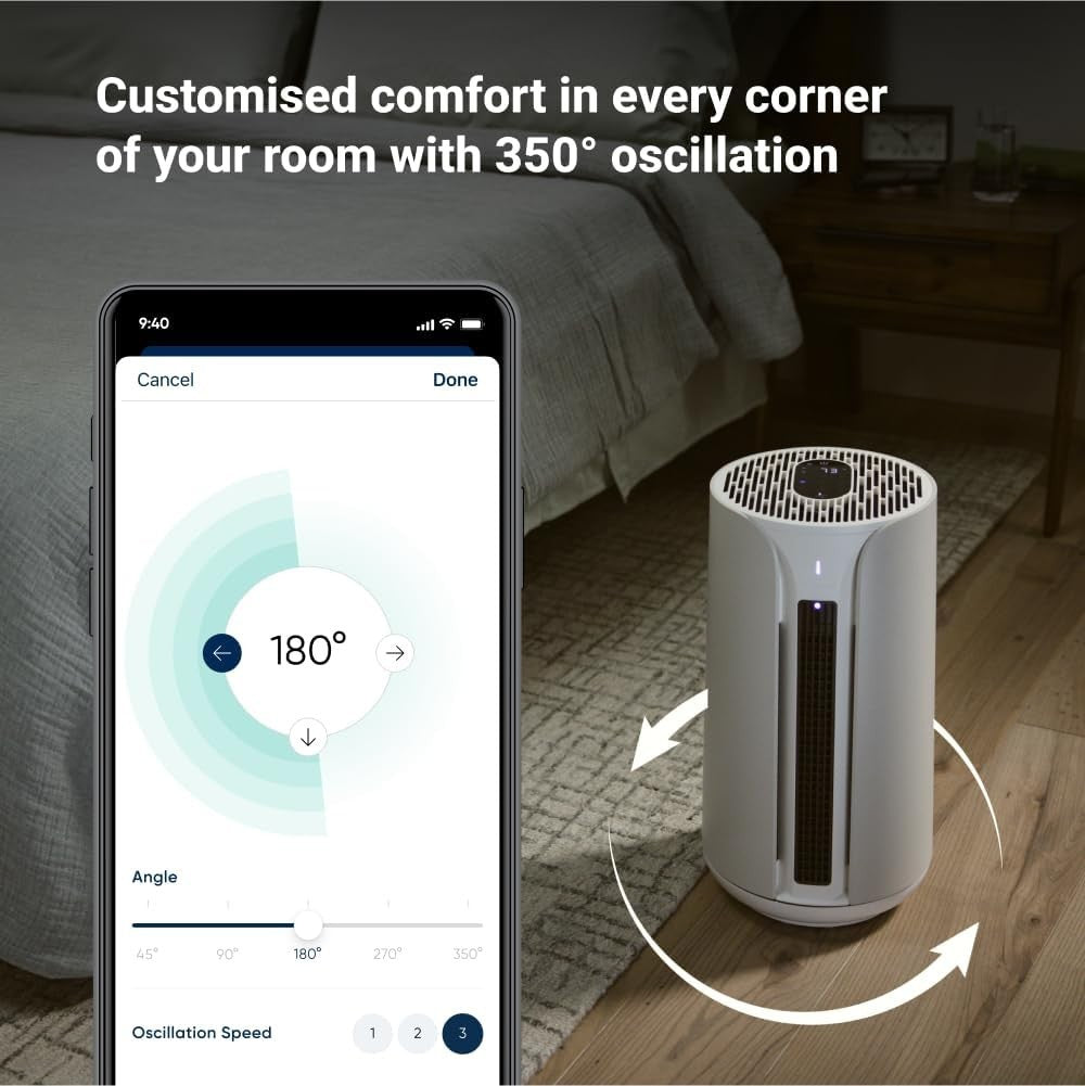 3 in 1 Smart Air Purifier Fan Heater HEPA Silent Cools Heats Home