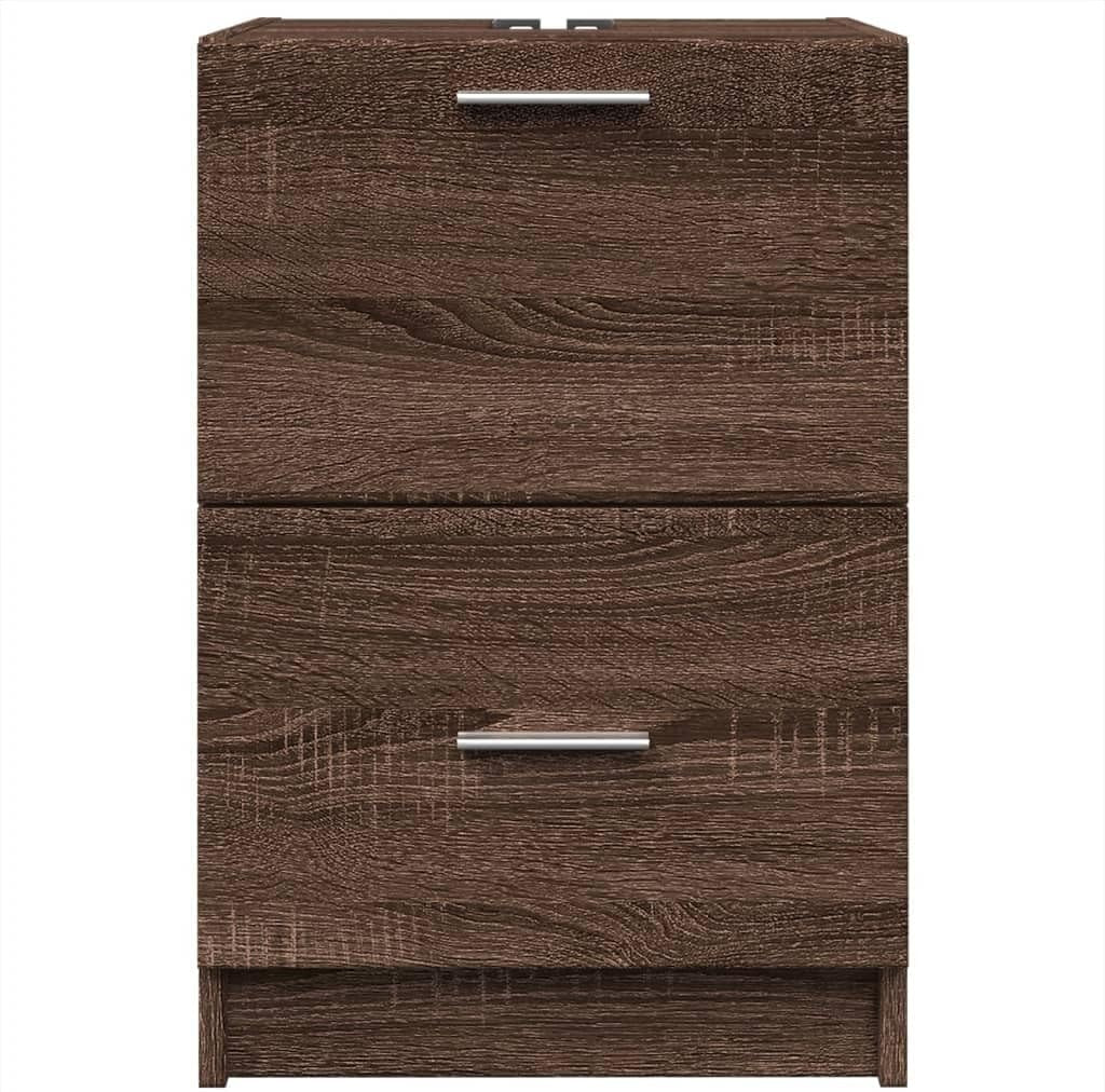Brown Oak Under Sink Bathroom Cabinet 3 Drawer Vanity Storage Unit 40x37x59cm