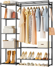 Heavy Duty Clothes Rail with Shelves & Hooks – Black 162cm