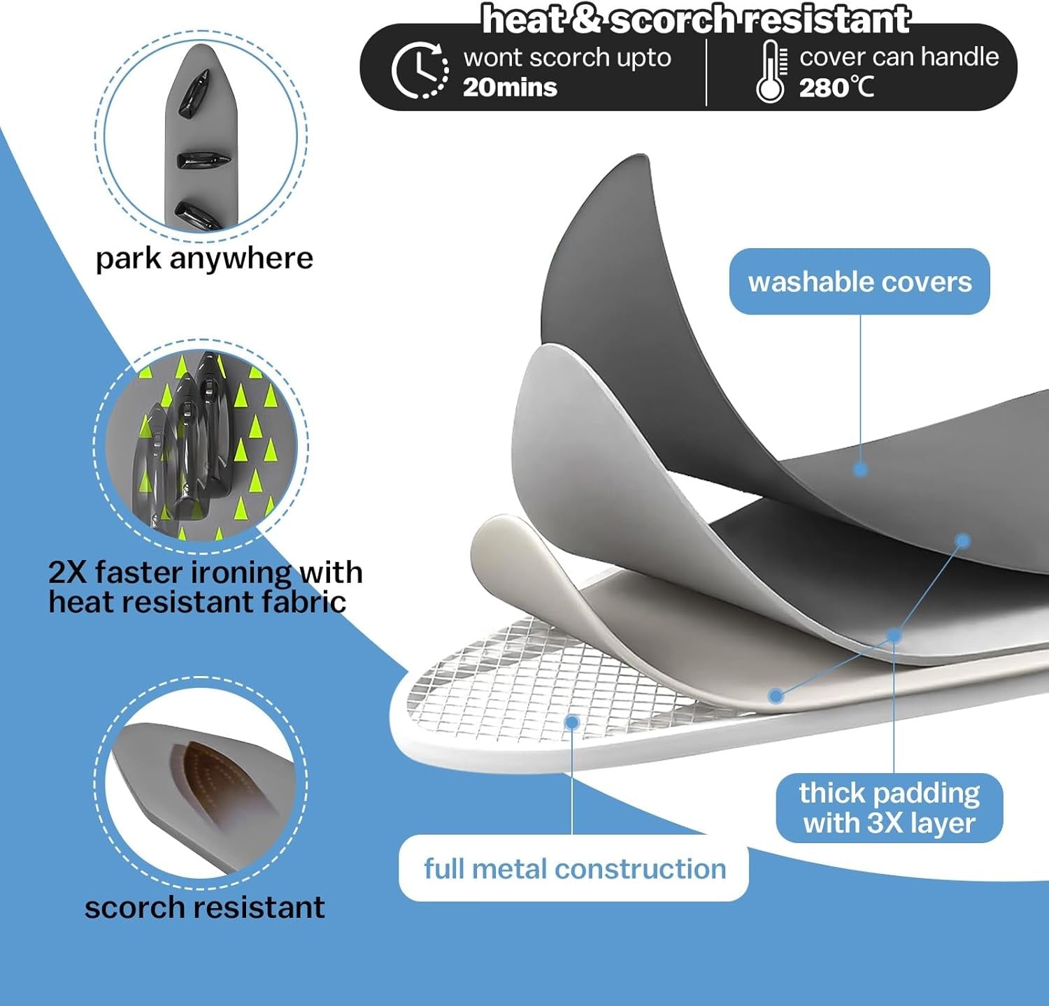 Tabletop Ironing Board with Iron Rest Foldable Mini Travel Grey